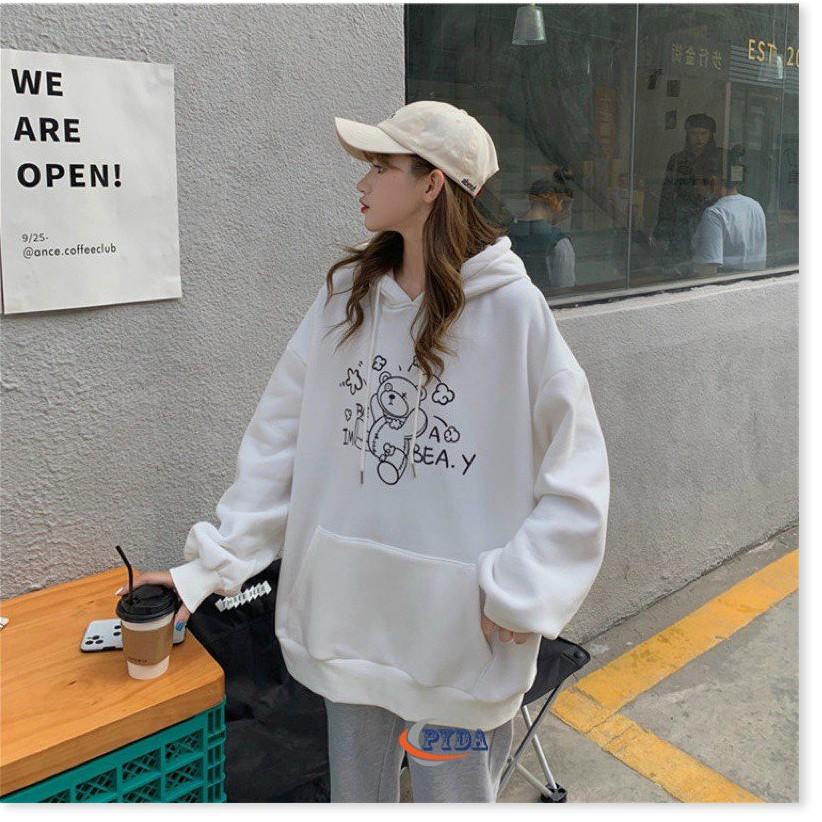 áo khoác hoodie nữ thun nỉ ngoại in hình con gấu IM BEA.Y nón 2 lớp siêu đẹp cái tính hiện đại