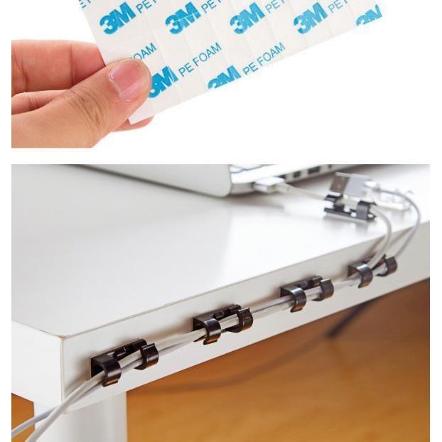 Vỉ 20c Keo 3m Nẹp Cố Định Dây Điện Kẹp Giữ Cáp Sạc Nẹp Dây Điện Chống Rối 88068