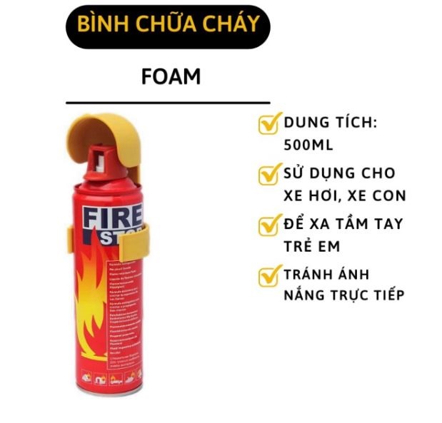 Bình Cứu Hỏa Ô Tô 500ml - Bình Chữa Cháy Mini