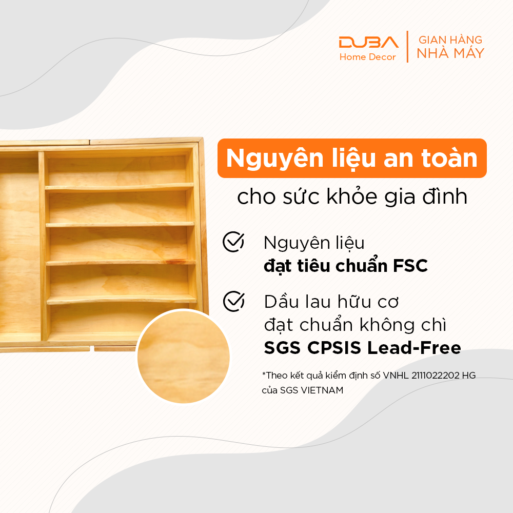 Khay gỗ chia ngăn nới rộng chuẩn xuất khẩu Châu Âu - DUBA (Hàng xuất dư)