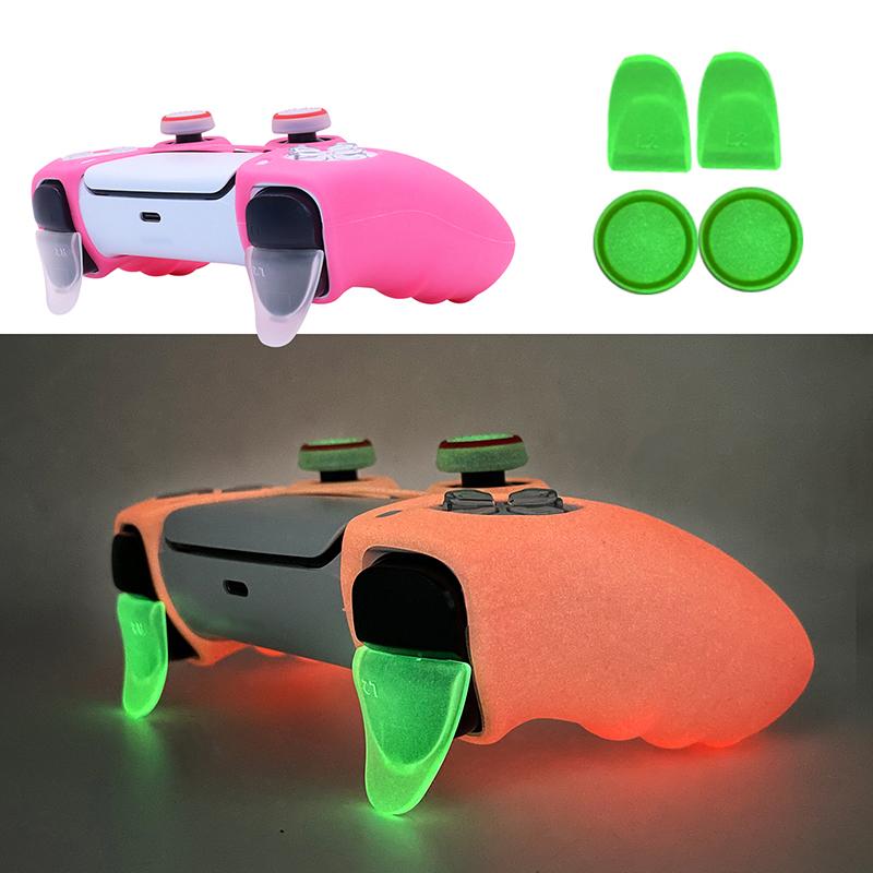 Vỏ silicon dạ quang phát sáng trong bóng tối cho bộ điều khiển PS5 Skin Phụ kiện trò chơi điện tử Hộp điều khiển tay cầm chơi game cho Playstation 5 Màu sắc: Hồng