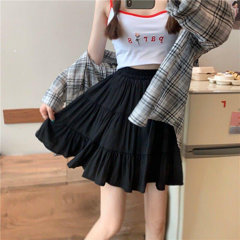 Chân váy voan 3 tầng lưng thun co giãn