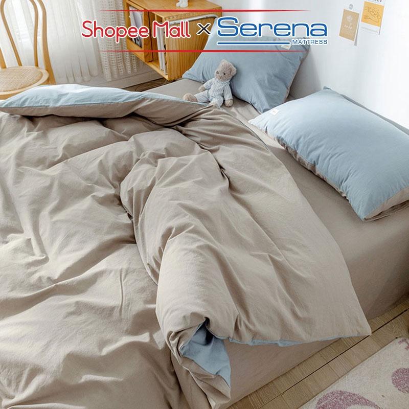 Ga Giường Đẹp 5 Món Cotton Tici SERENA Chính Hãng Bộ Chăn Ra Grap Drap Gối Đệm Nệm Trải Phủ Bọc Giường Trần Bông Full