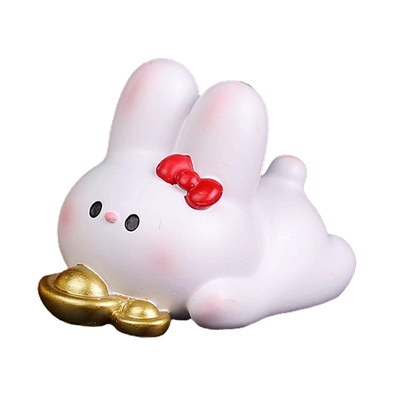 Resin Rabbit Figurine Car Dashboard Home Decor Rabbit Statue