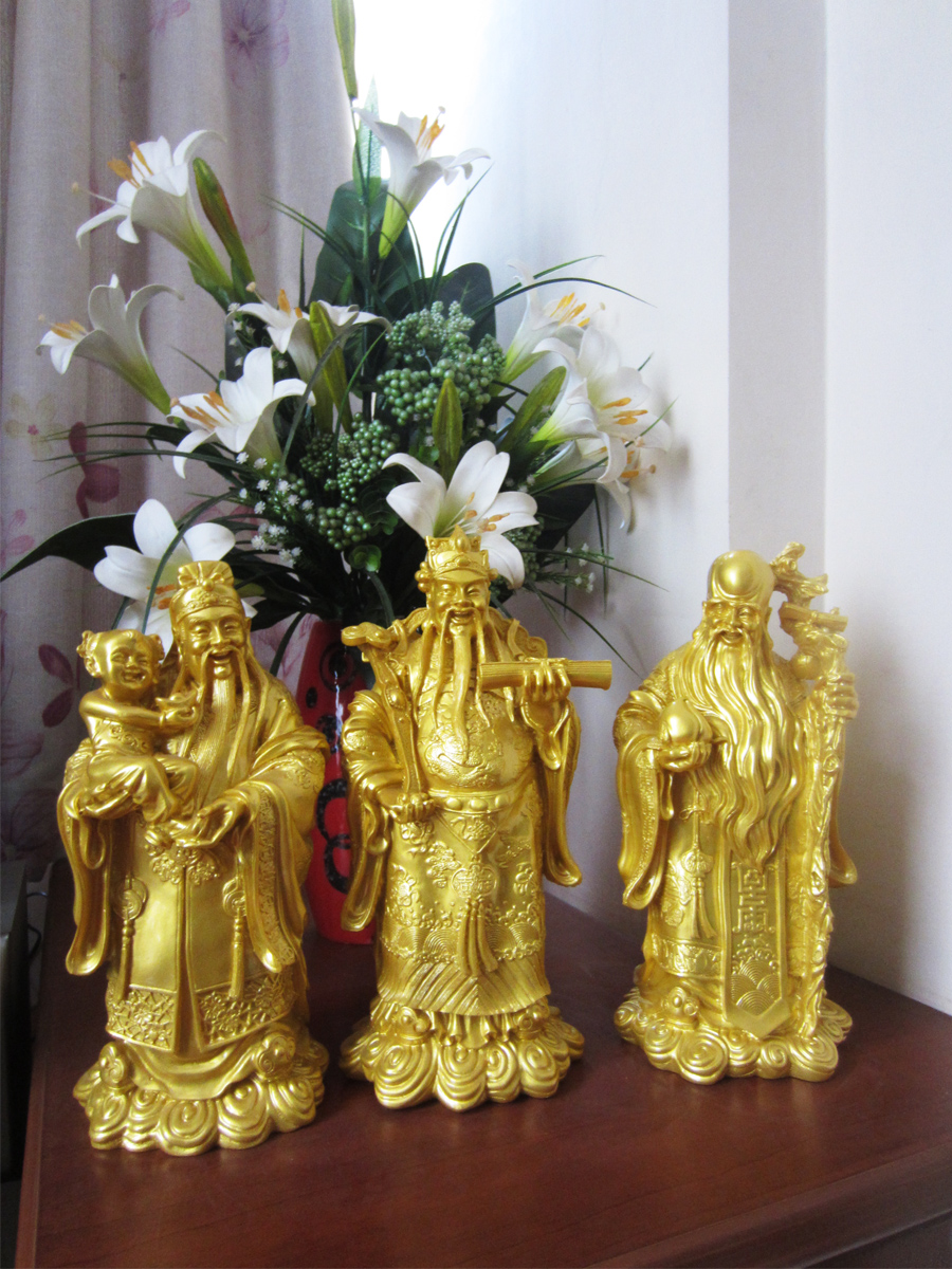 Bộ tượng đá Phúc Lộc Thọ vàng đại TDV37