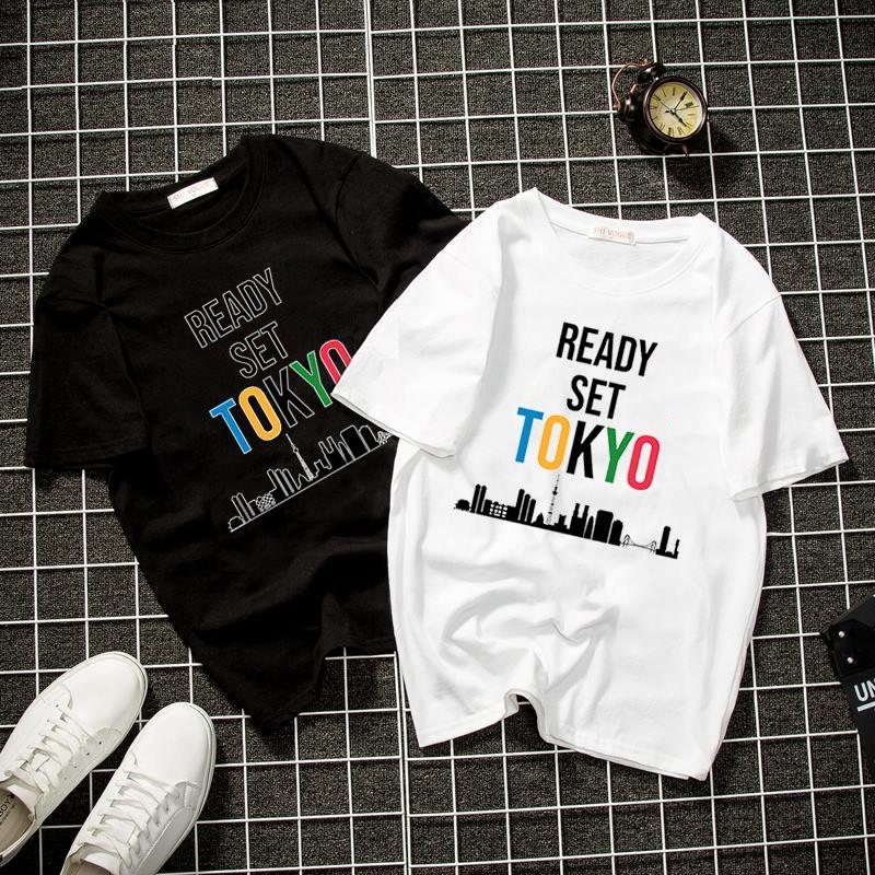 Áo thun unisex form rộng chữ kiểu ready set tokyo vải dày mịn 2019T2155