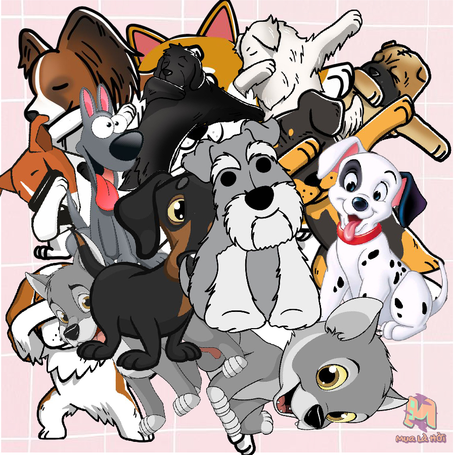 Miếng dán Stickers in hình các loài chó