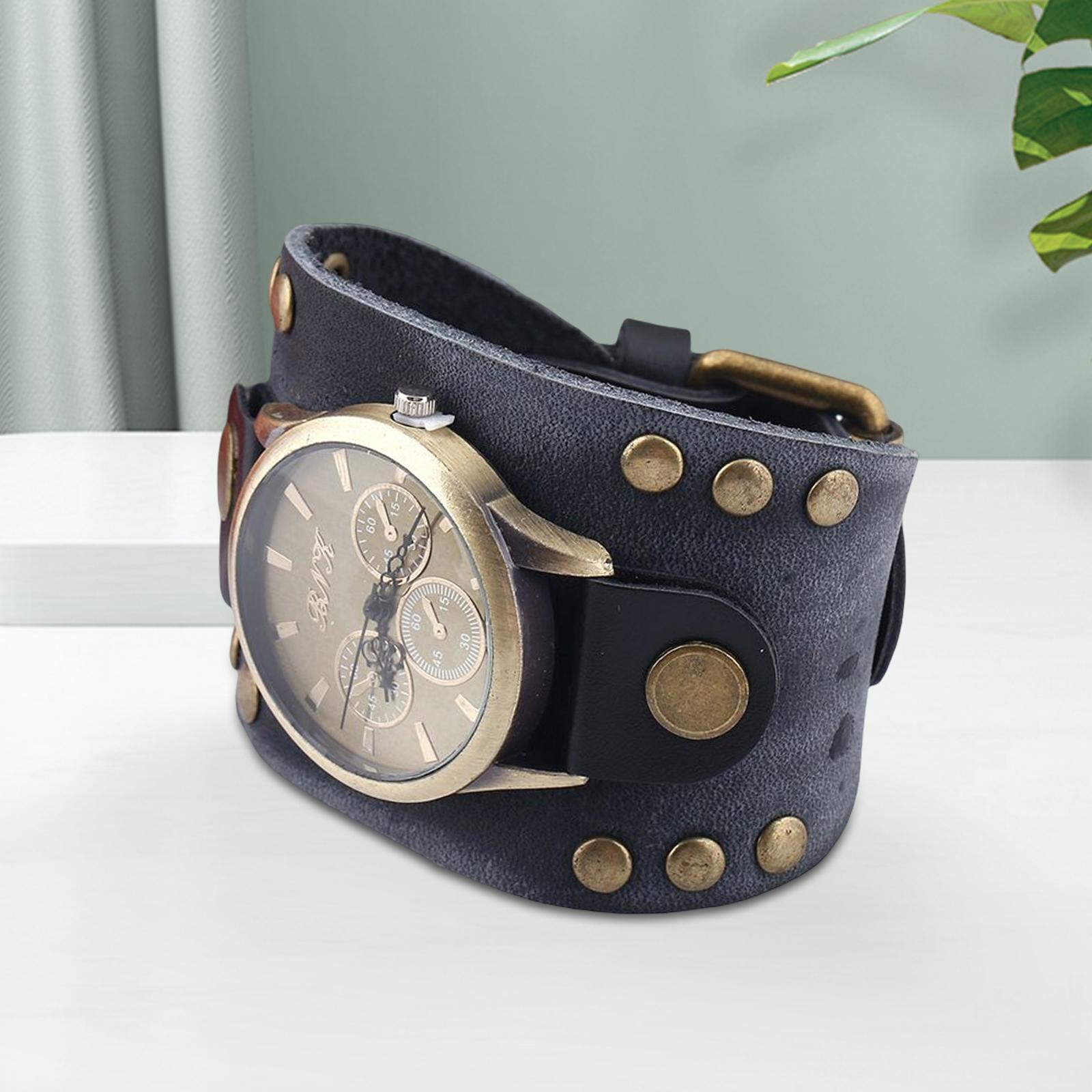 Retro Men\'s  PU Strap Watch Wristband,   5.2cm  Day Gift Male Bangles Fashion