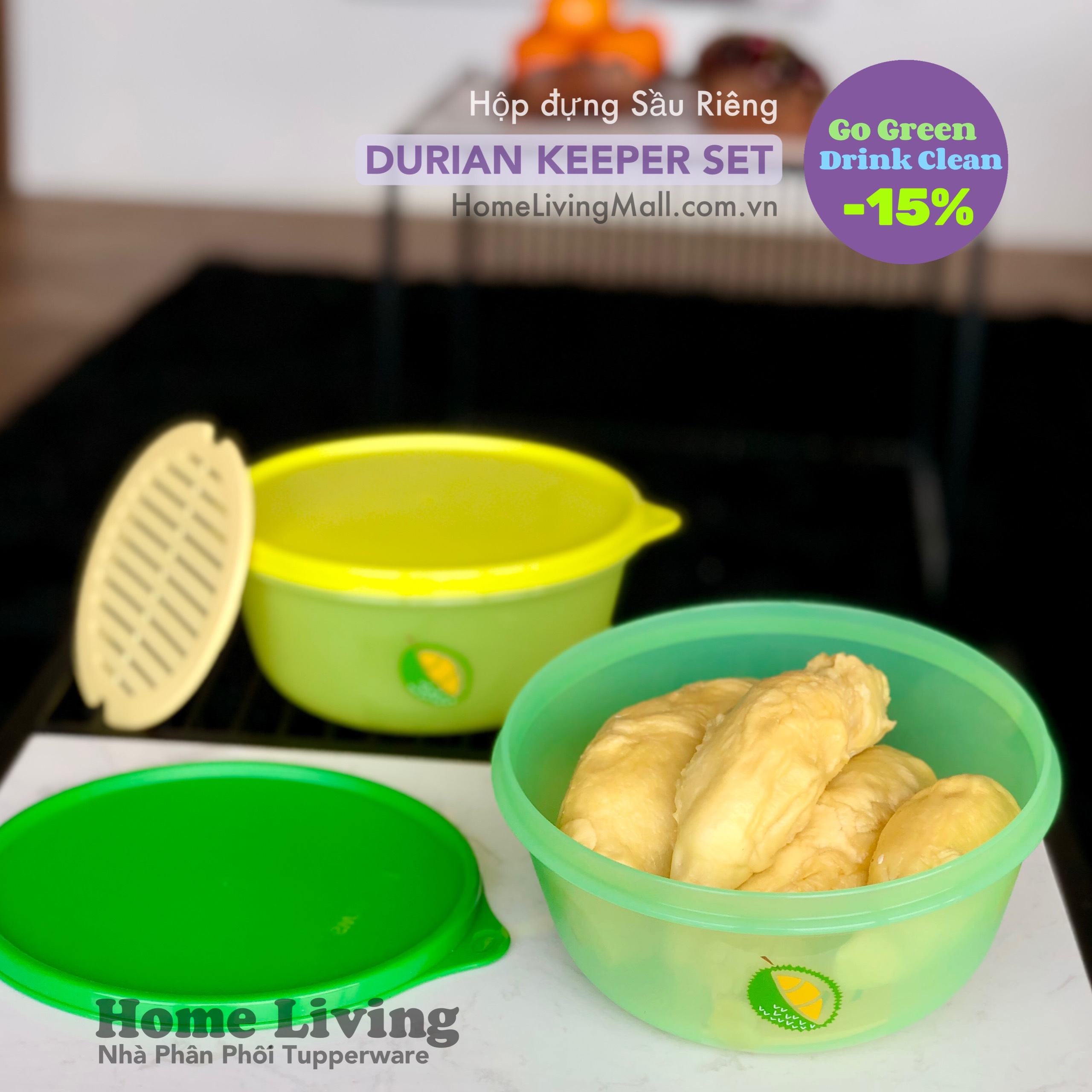 Bộ Trữ Mát Tupperware Durian Keeper Set 2