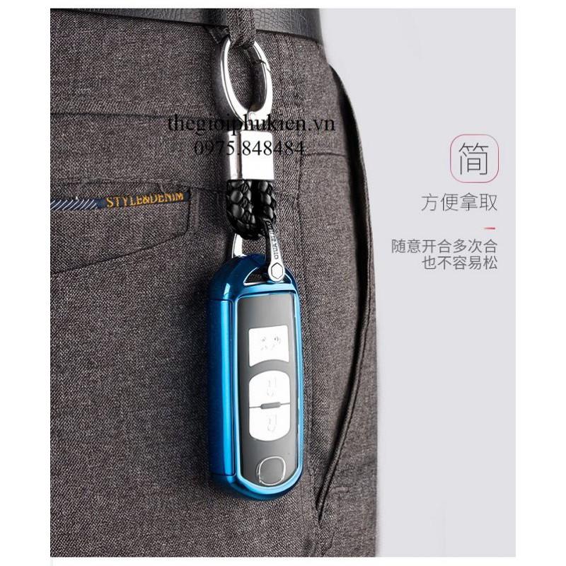 Ốp, bọc chìa khóa silicon tráng gương bảo vệ chìa khóa xe Mazda 2, 3, 6, CX-5, CX5, CX8, CX-8 kèm móc đeo INOX