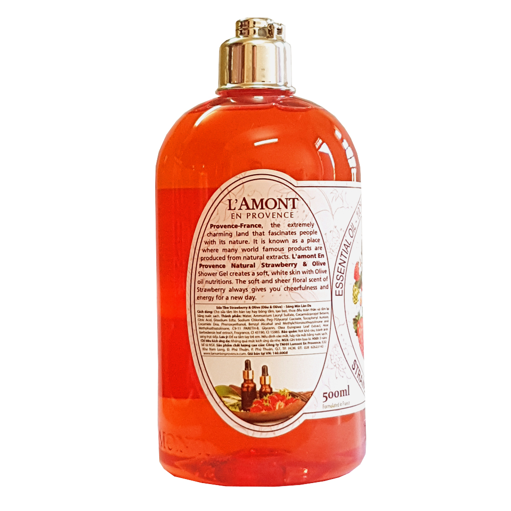 Combo 2 Sữa Tắm L'amont En Provence Rose Shower Gel (Hoa Hồng) và Strawberry Shower Gel (Dâu Tây) 500ml/chai