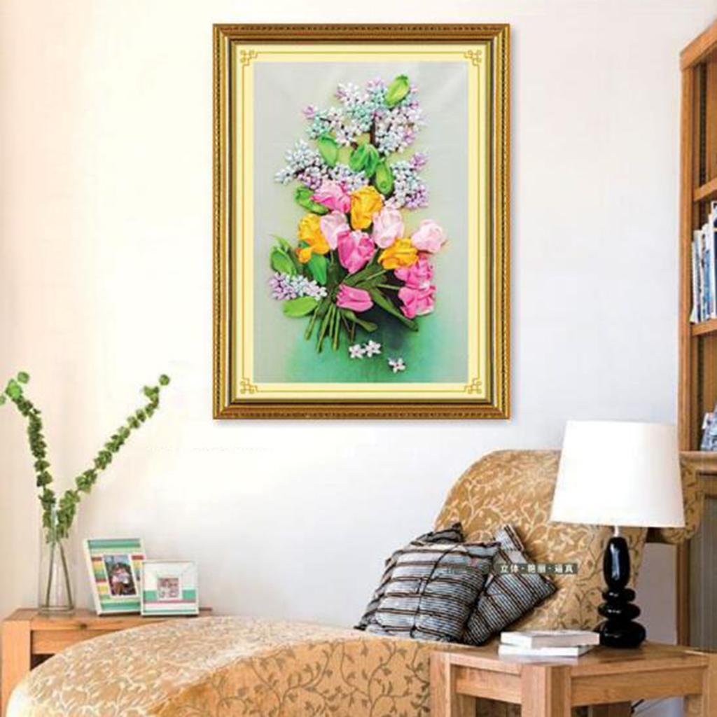 Ribbon Embroidery Kits DIY Painting Kit Stamped Cross Stitch Gifts