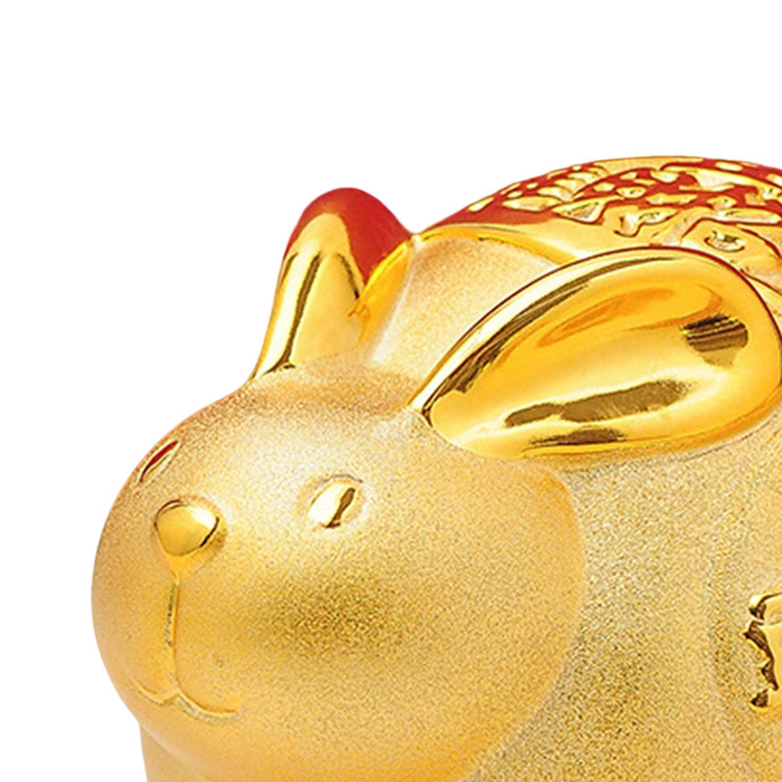 Lucky Rabbit Money Bank Bunny Figurines Statue Storage Case Desktop Display Money Saving Pot Jar for Presents Office Home Decor Business