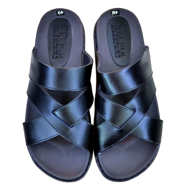 Dép nam quai ngang HÀ NAM da bò thật cao cấp DN2026