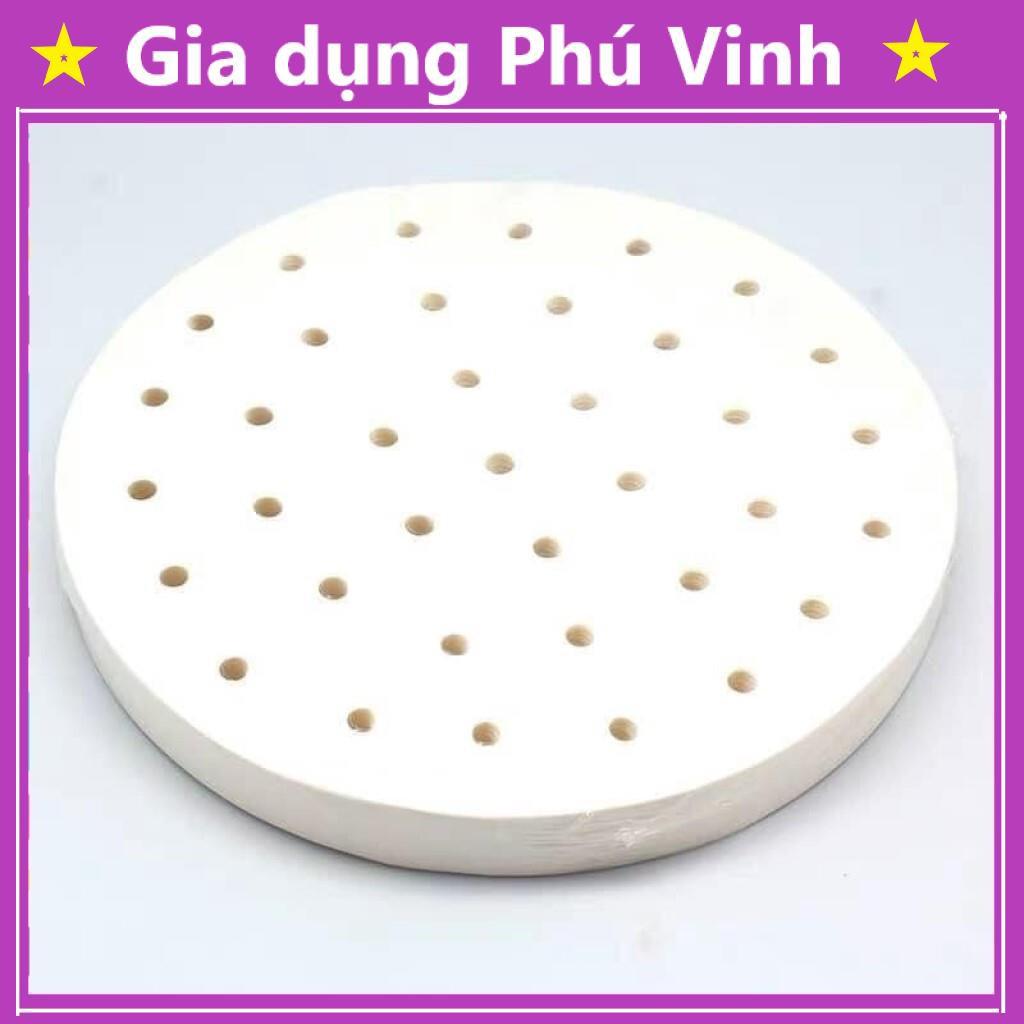 100 tờ Giấy nến đục lỗ size 23cm, Giấy nến tròn lót xửng hấp, nồi chiên không dầu, hấp bánh bao