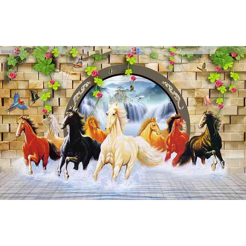 Tranh dán tường Tranh Mã đáo thành công phú quí, Tranh dán tường 3d hiện đại