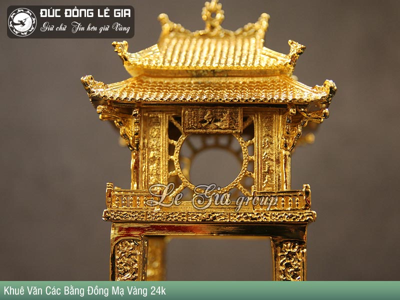 Mô Hình Khuê Văn Các Bằng Đồng Mạ Vàng - Quà tặng đậm chất văn hóa Việt
