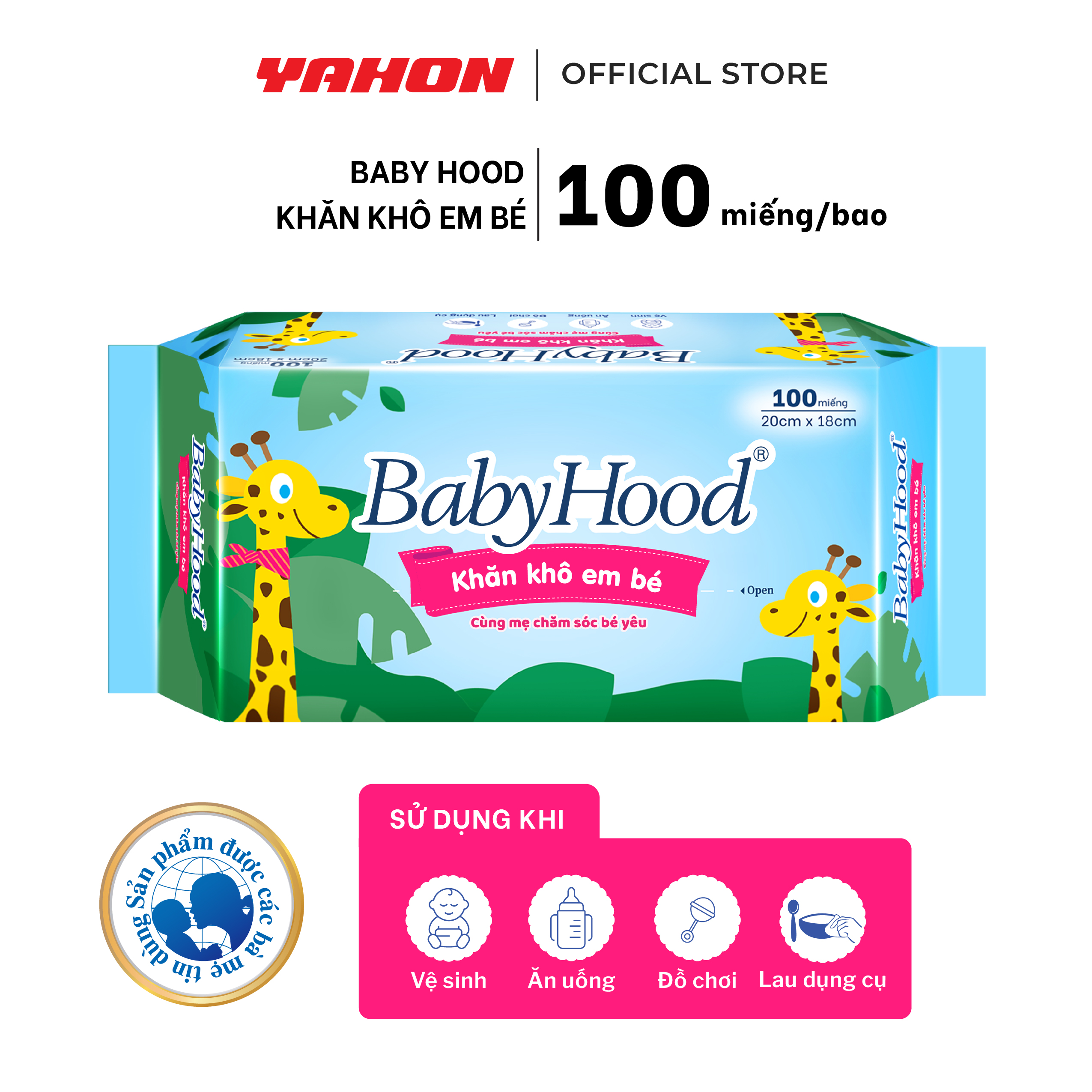 Combo Khăn Giấy Khô Em Bé BABYHOOD 100 Miếng/Bao