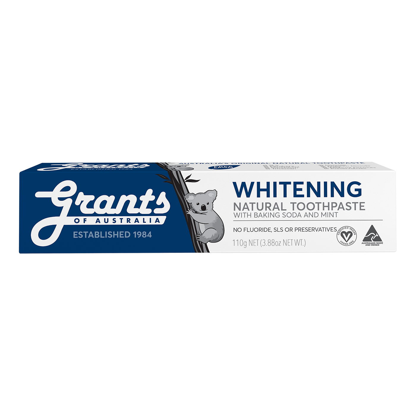 Kem đánh răng thảo dược trắng răng tự nhiên( Whitening) Grants 110g, với banking soda và bạc hà the mát - Bộ 3 tuýp, Với Banking soda và tinh chất bạc hà mạnh giúp làm trắng răng, đánh tan các mảng bám, làm dịu nướu