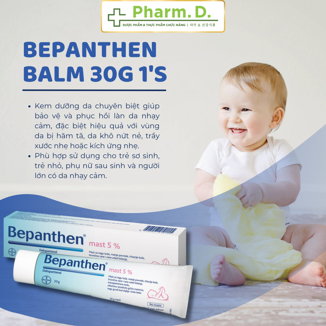 [CHÍNH HÃNG] Thuốc Trị Hăm Tã, Kích Ứng Bepanthen Balm 30G 1'S Dùng Cho Trẻ Em Và Người Lớn