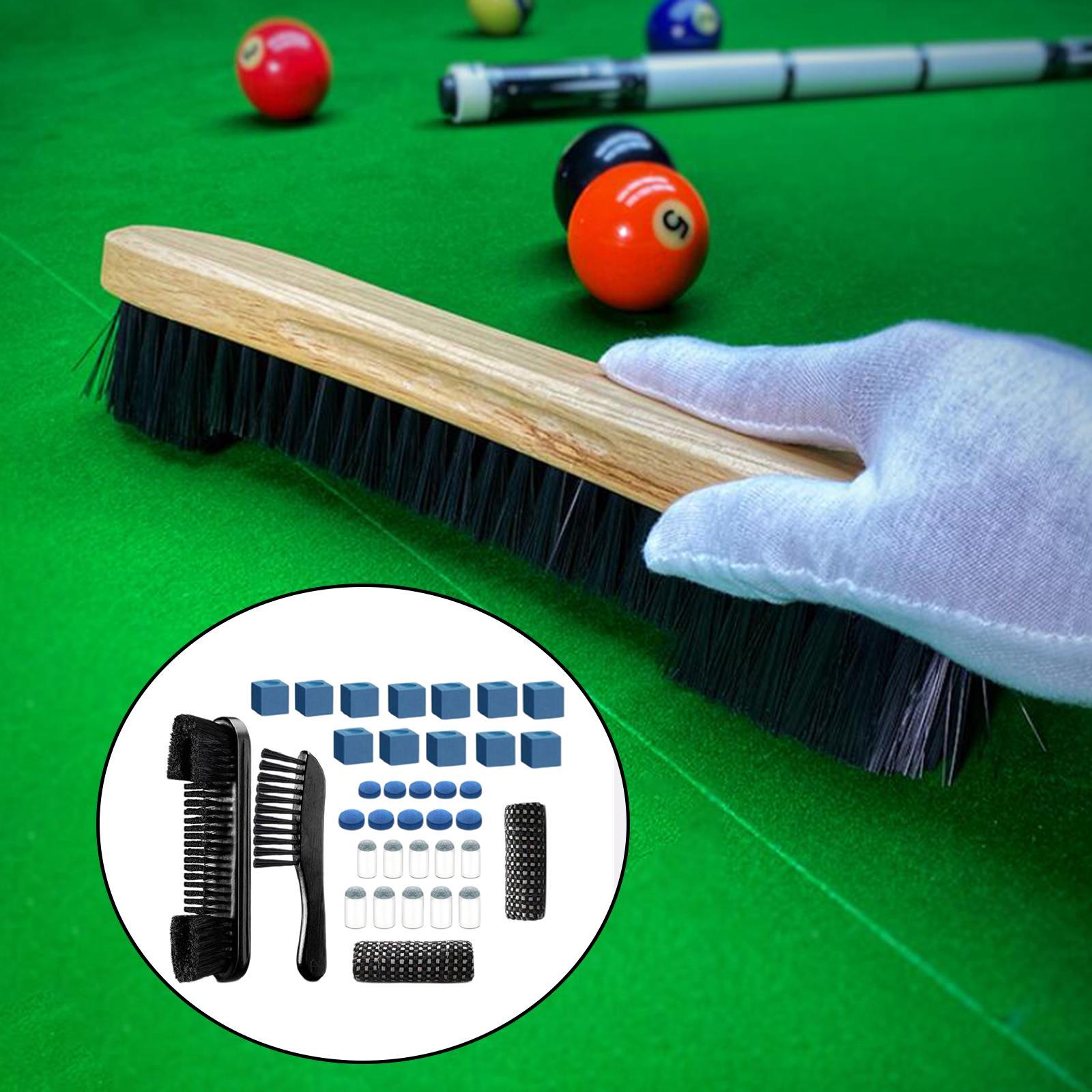 Billiards Pool Table with Rail Brush Wooden Cleaning Brush 10 Blue Cue Tips  Durable Cleaning Tools Billiard Accessories