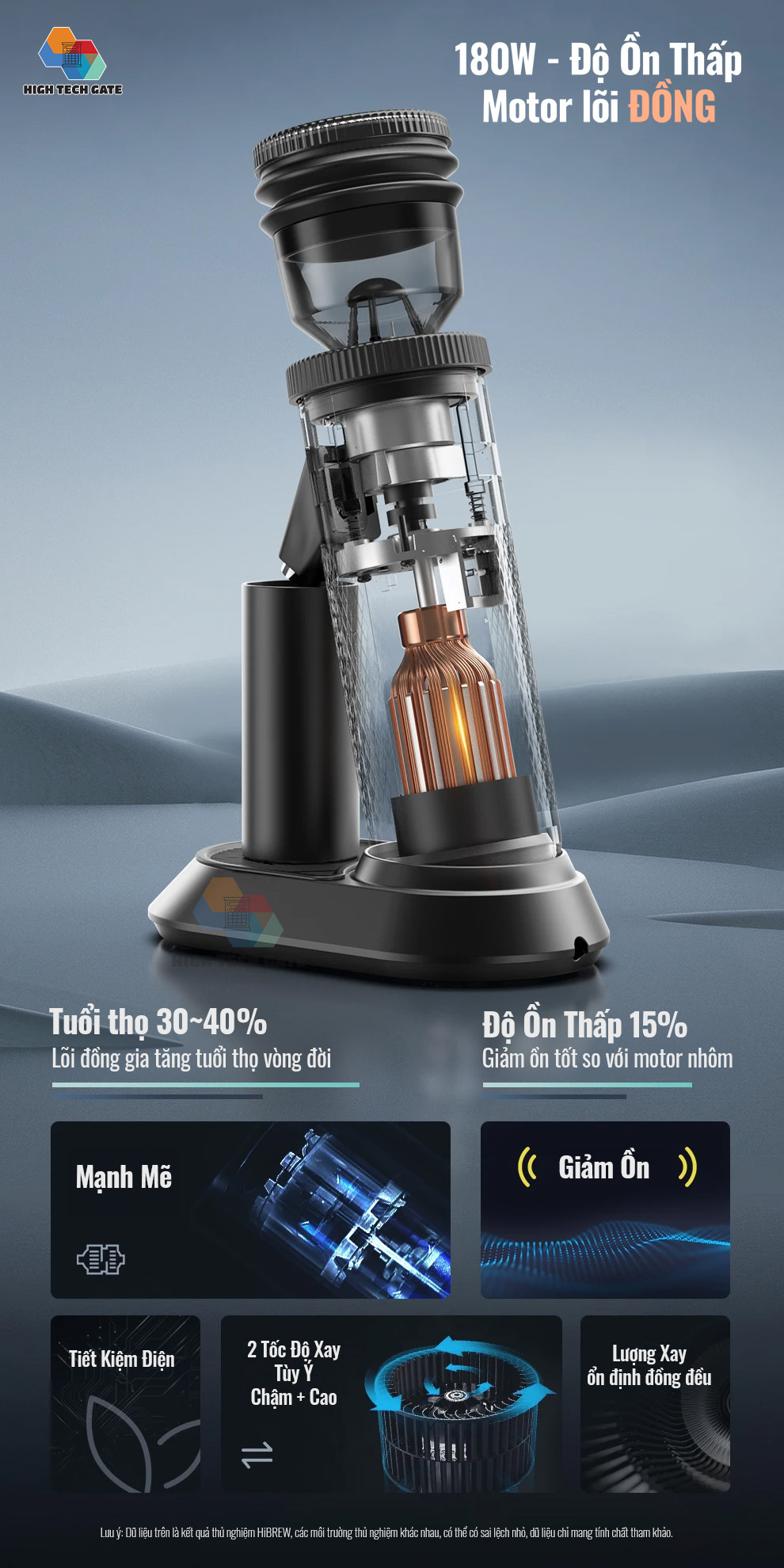 Máy xay cà phê Single Dose HiBREW G5 cao cấp, 36 cấp xay vô cấp lưỡi cornical burr 48mm chuyên nghiệp, xay cafe siêu mịn, hàng hính hãng