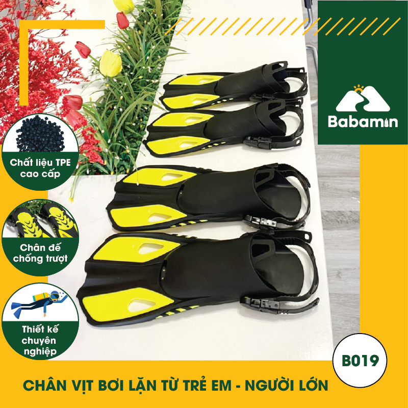 Chân Vịt Bơi Lặn Chống Trượt, Dây Điều Chỉnh Chuyên Nghiệp - Cho Trẻ Em 10 Tuổi đến Trưởng Thành – B019