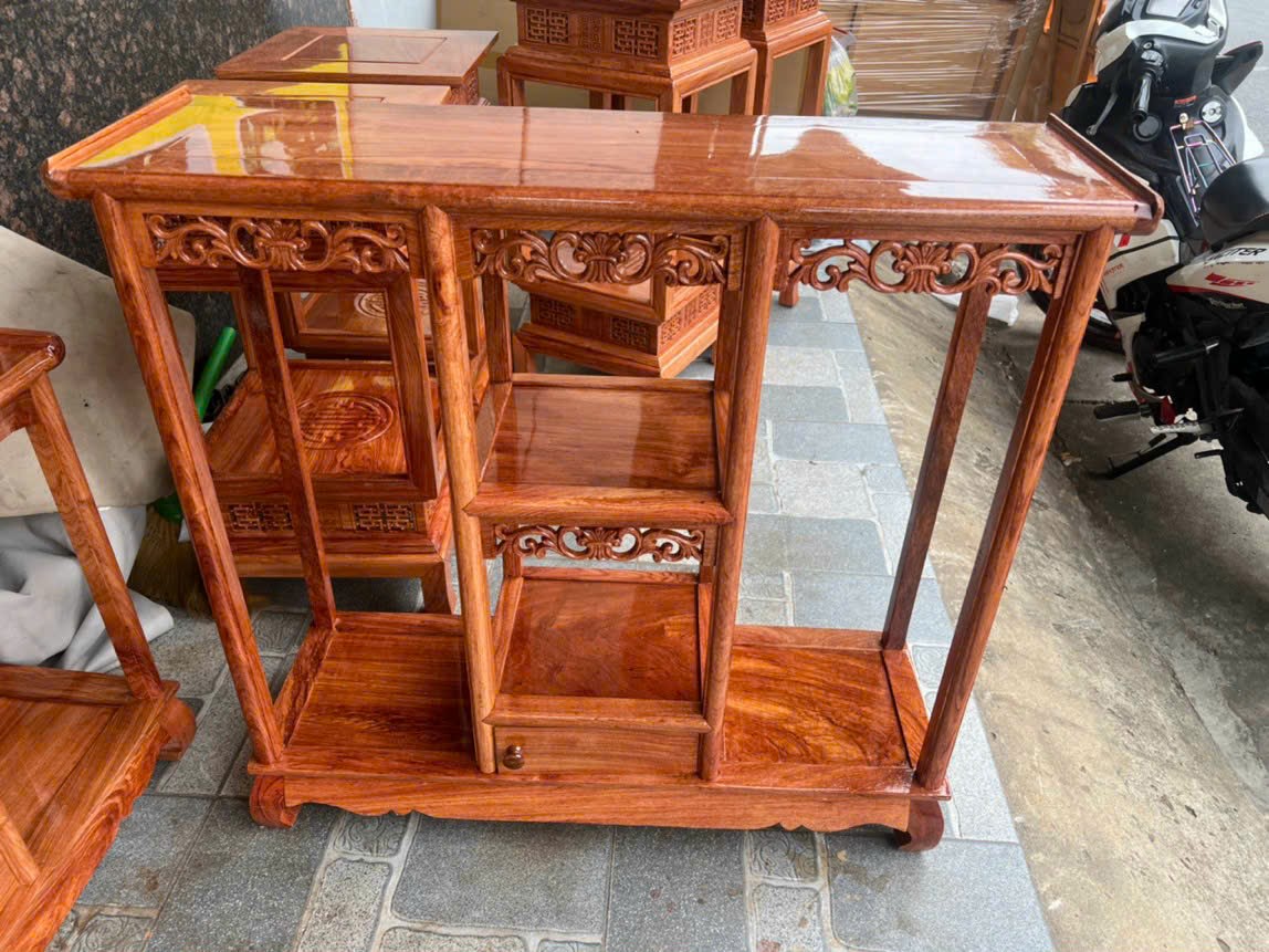 Kệ góc gỗ hương bày đồ trang trí cao 83 ngang 80sâu 27cm