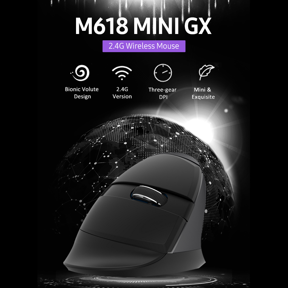 Chuột dọc Delux M618mini GX không dây với 3 bánh răng có thể điều chỉnh DPI cho máy tính xách tay