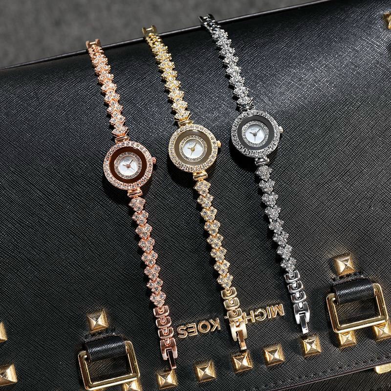 Đồng hồ thời trang nữ DZG D3 khung viền đính đá,dây kim loại nhỏ siêu hot