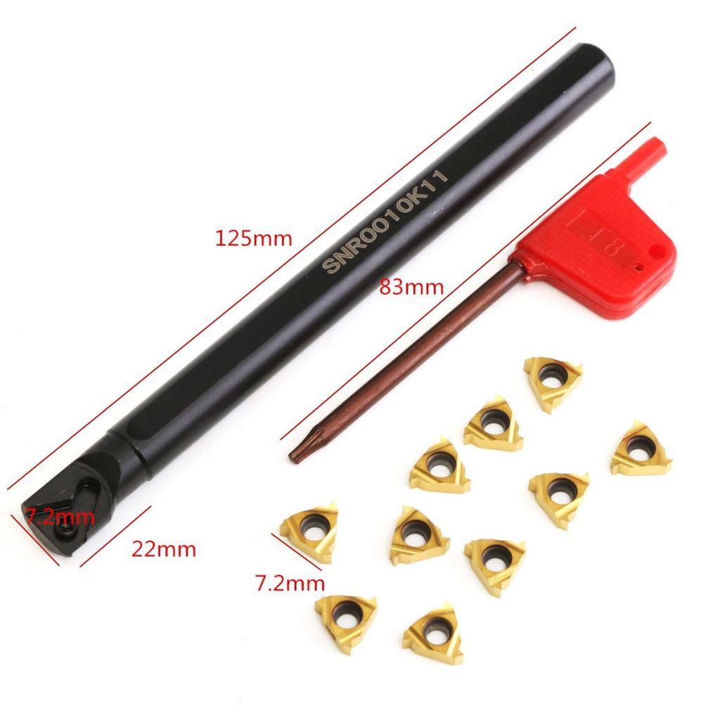Turning Tool Holder Holder Boring Bar + Carbide Inserts + Wrench CNC Lathe Turning Tool, 125mm SNR0010K11