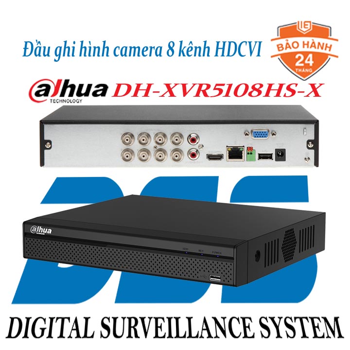 Đầu ghi hình camera 8 kênh FullHD 1080P-4KN Dahua DH-XVR5108HS-X hàng chính hãng DSS Việt Nam
