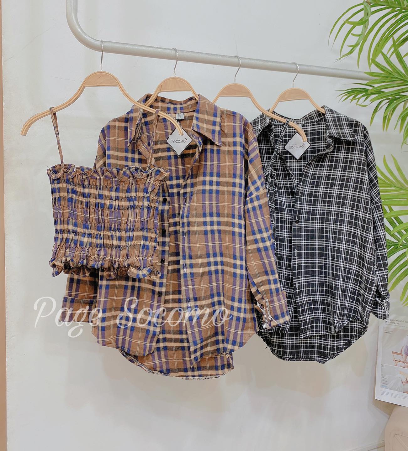 Set Đồ Nữ Áo Sơ Mi Kèm Áo Hai Dây Socomo B282022