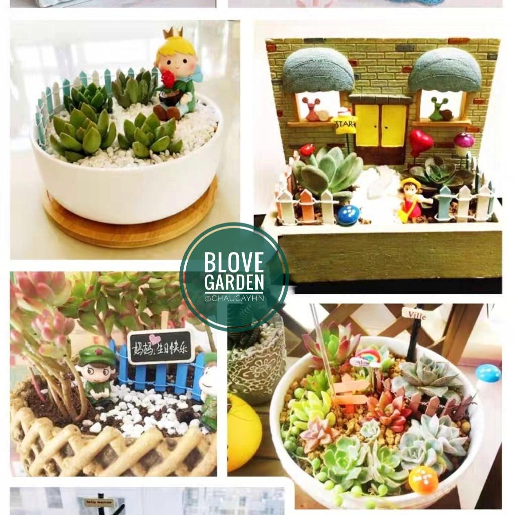 Tiểu cảnh mini Hàng rào gỗ làm phụ kiện trang trí terrarium, chậu cây cảnh, sen đá, xương rồng, cây cảnh để bàn