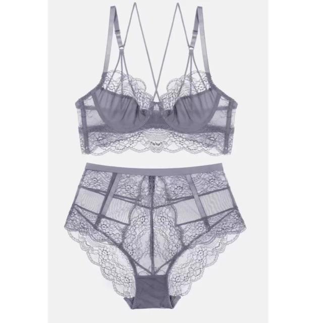 Bộ Đồ Lót Ren Lưới Có Gọng Không Đệm Siêu Mỏng S078