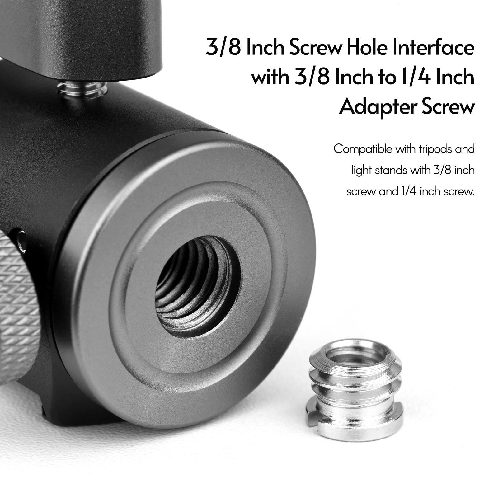 2-in-1 360° Rotatable Dual Use Ball Head Cold Shoe Mount Mini Ball Head with 1/4 Screw Extra Cold Shoe Mount