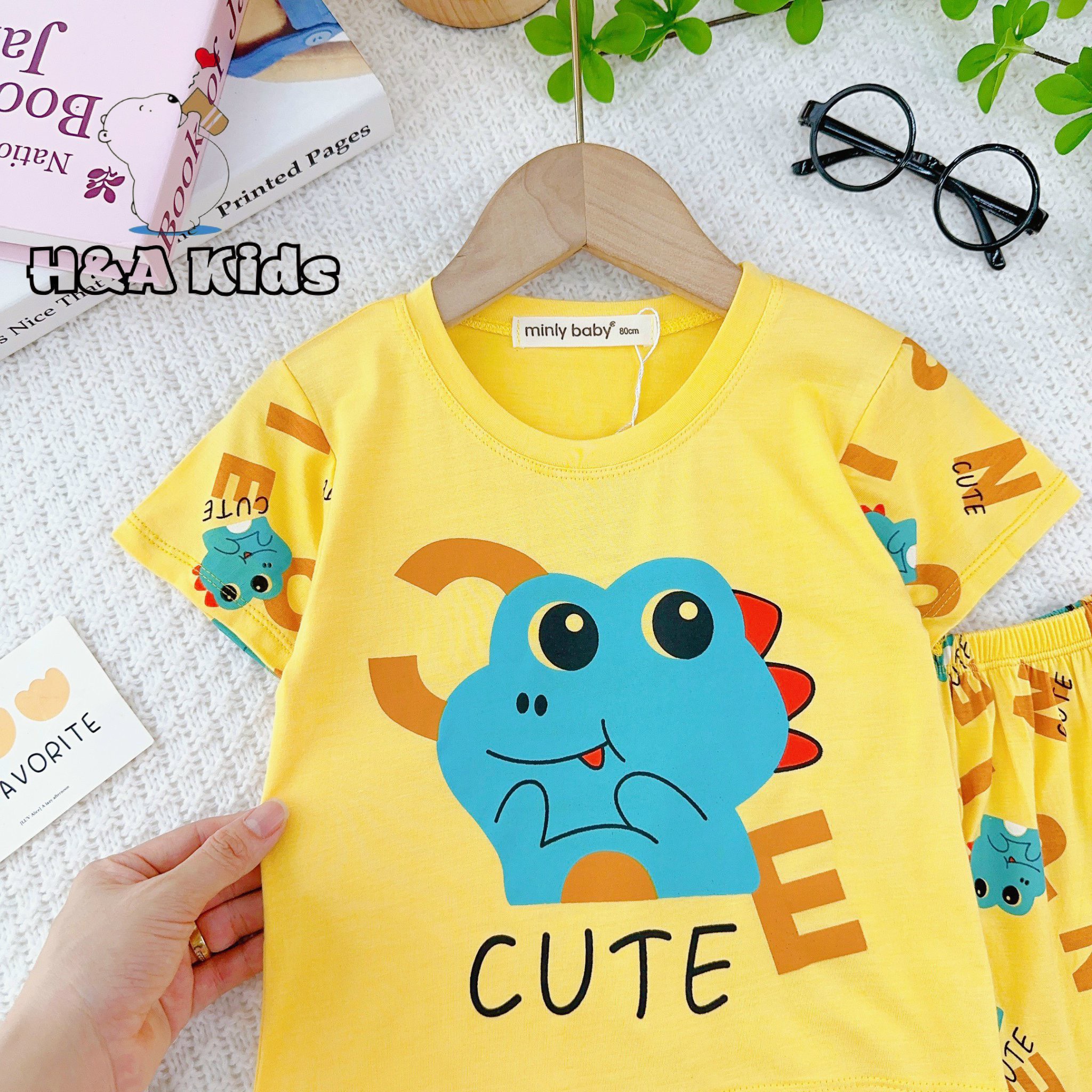 Bộ thun cộc tay phối áo- quần siu xinh cho bé trai và gái