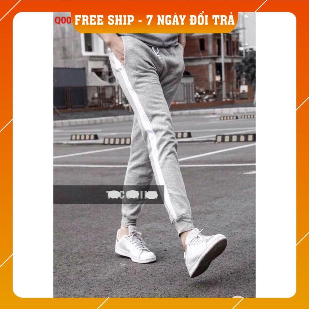 Quần dài ống rộng ️ Giá Sập Sàn ️ Quan Nỉ jogger thể thao Phối Sọc bó chân unisex nam nữ phong cách đường phố