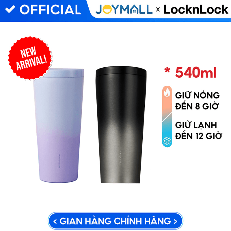 Ly giữ nhiệt LocknLock 540ml LHC4279VOL, LHC4279NBLK - Hàng chính hãng, Thép không gỉ SUS304, đế silicone - JoyMall