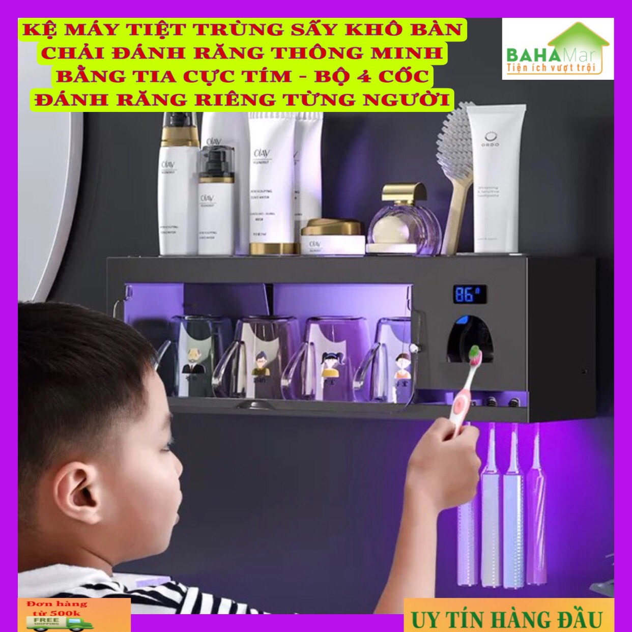 KỆ BÀN CHẢI ĐÁNH RĂNG - BỘ 4 CỐC ĐÁNH RĂNG RIÊNG TỪNG NGƯỜI "BAHAMAR"