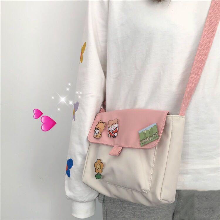 InsJapanese-Style Harajuku Cute Vintage Soft Sister Sling Canvas Bag Female Student Korean-Style One-Shoulder All-match
