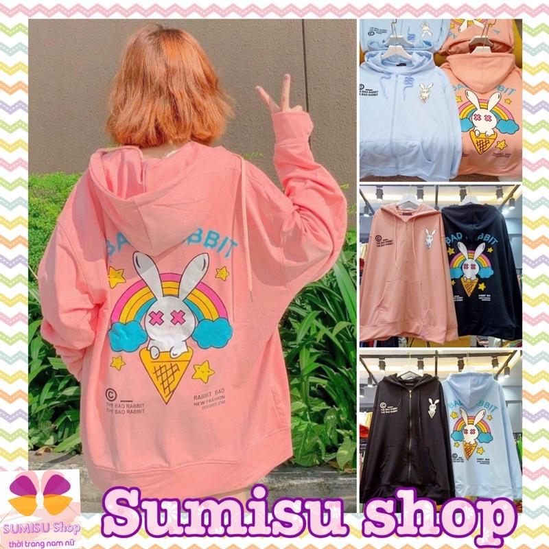 Áo khoác thun nỉ ngoại nam nữ mẫu thỏ cầu vồng sumisu shop