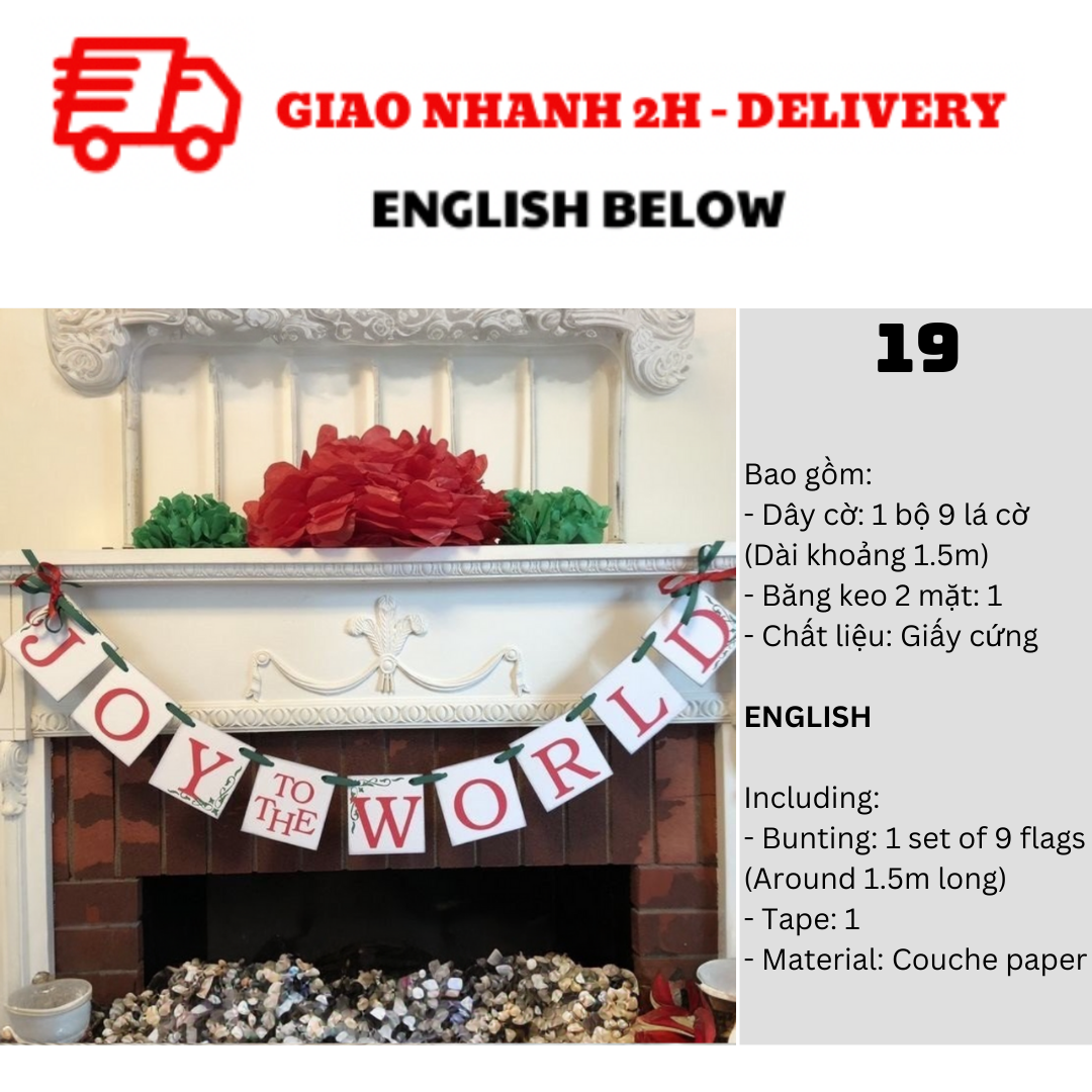 Bộ Dây Cờ Noel Trang Trí Tiệc Nhiều Mẫu - Merry Christmas Bunting DCXM31