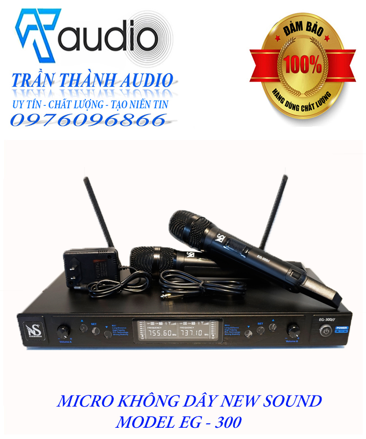 Micro không dây New Sound model EG300 hàng chính hãng nhập khẩu 2024 Chống Hú Cao Cấp Thế Hệ Mới Sóng Siêu Khỏe, Hát Cực Nhẹ, Tần Số Sóng Ổn Định