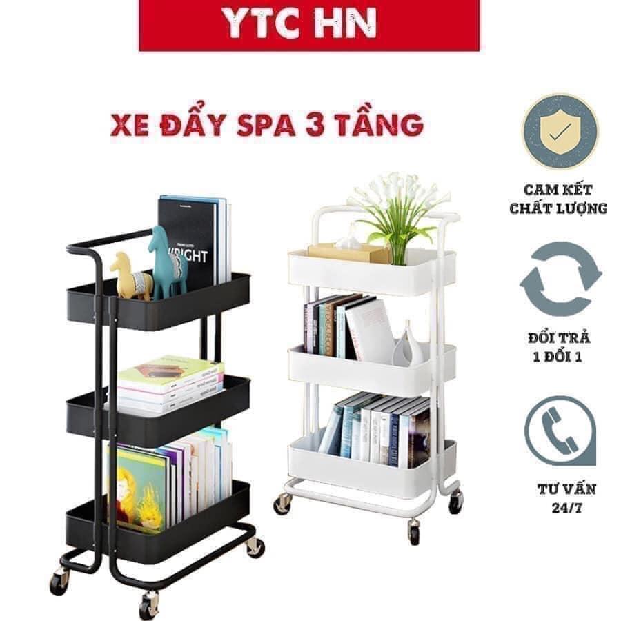 Xe Đẩy Spa 3 Tầng Đa Năng khung sắt khay nhựa