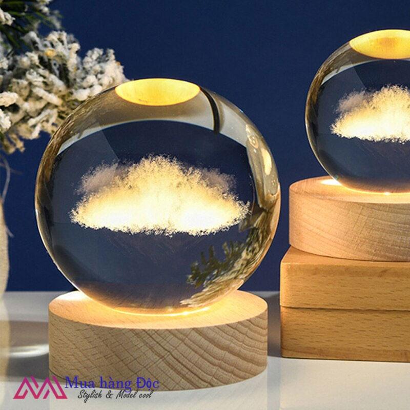 Bộ Quà Tặng Quả Cầu Pha Lê 3D LED Đám Mây Nhật