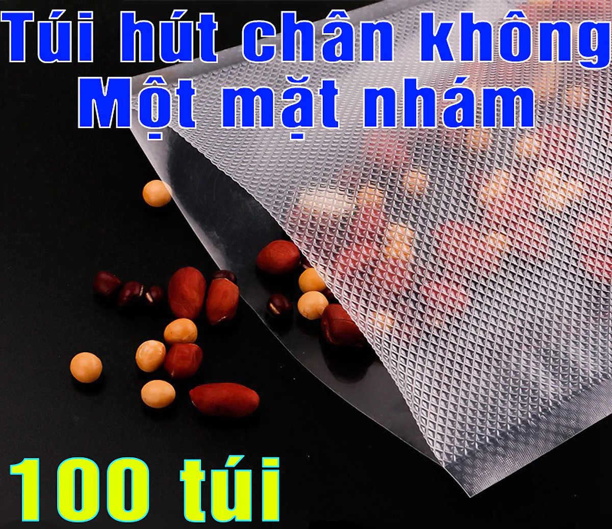 Túi hút chân không thực phẩm một mặt nhám, mặt sần dùng cho tất cả các máy hút chân không [100 túi]