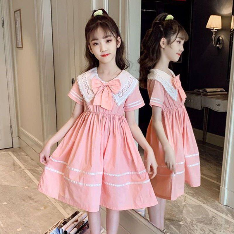 SHUANGYAN Cô gái ăn mặc mùa hè Hàn Quốc phong cách phương Tây búp bê cổ váy trẻ em trung bình lớn váy công chúa web đỏ(