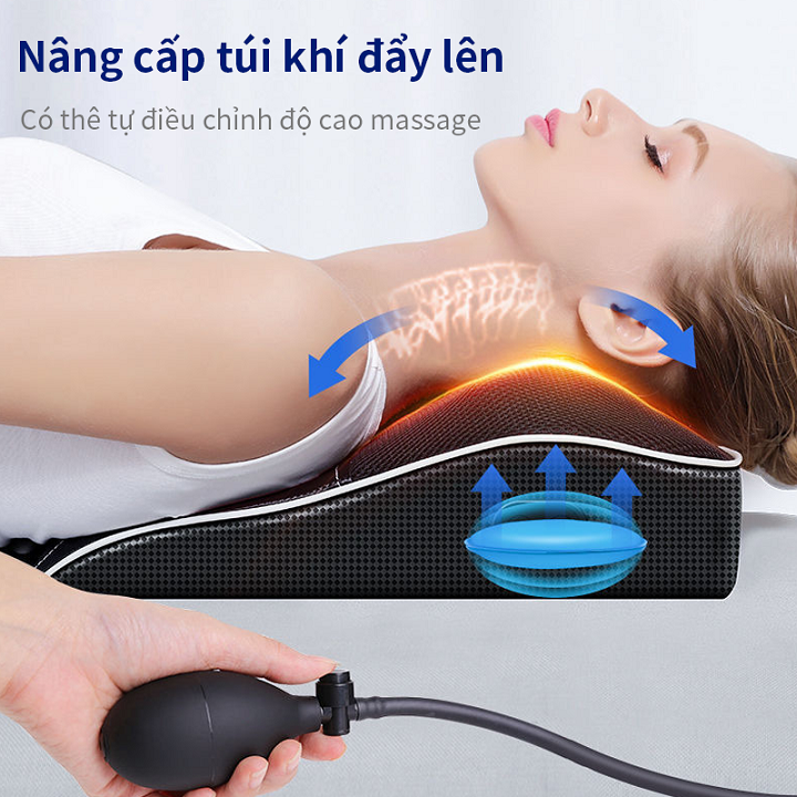 Gối Mát Xa Đa Chức Năng Với Hệ Thống Sưởi Ấm Và Mát Xa Cổ Vai Gáy Eo Lưng Chuyên Nghiệp Hồng Ngoại Thông Minh Phù Hợp Sử Dụng Trên Xe Ô Tô Và Tại Nhà