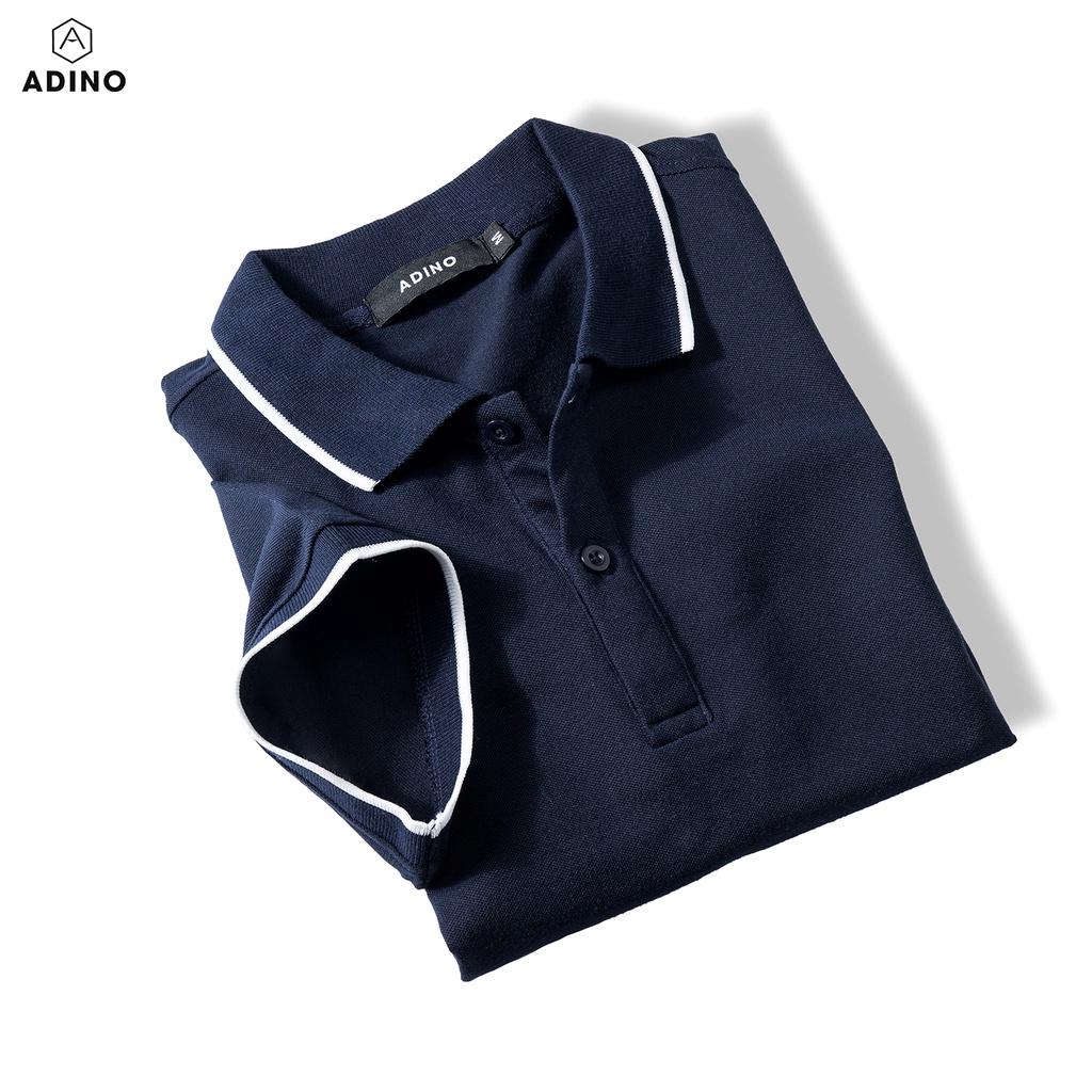 Áo polo nam nữ áo polo đôi áo polo nhóm ADINO 6 màu phối viền vải cotton co giãn dáng công sở slimfit hơi ôm trẻ trung